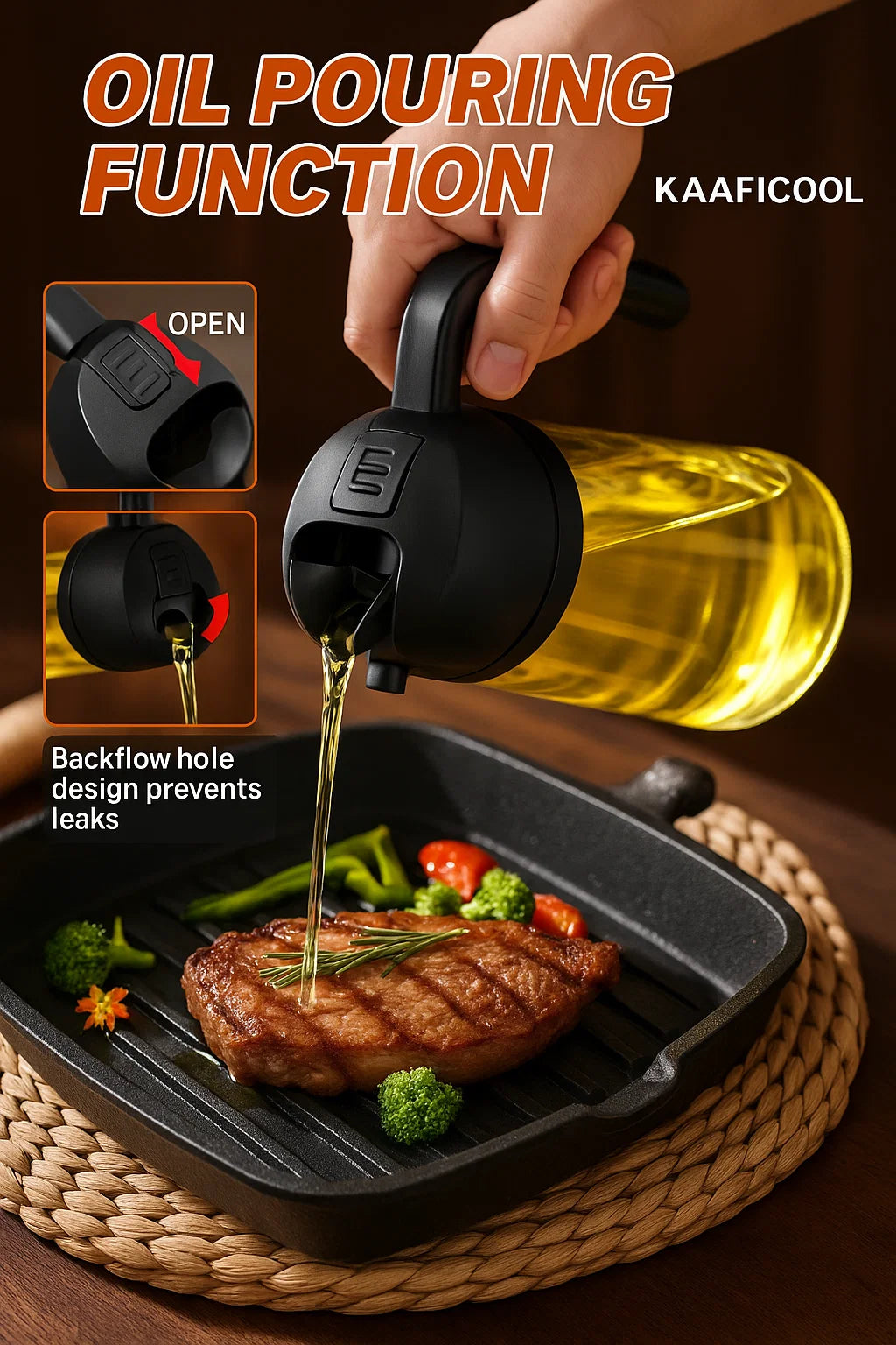 2-in-1 Glass Oil Premium Dispenser ™ ( Multipurpose Jug with lock system )
