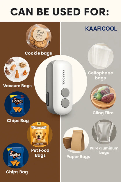 PORTABLE MINI SEALER ™ [ 2-in-1 Mini Bag Sealer & Cutter ]